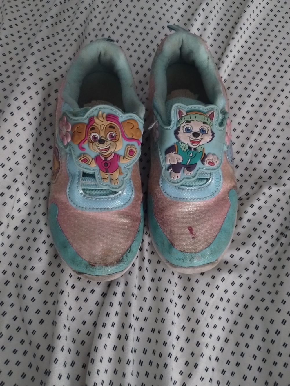 Kids Light Blue and Pink Paw Patrol Slip-On Sneakers Size 12